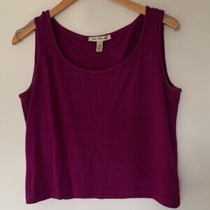 St. John Scoop Neck Knit Tank Top in Deep Berry